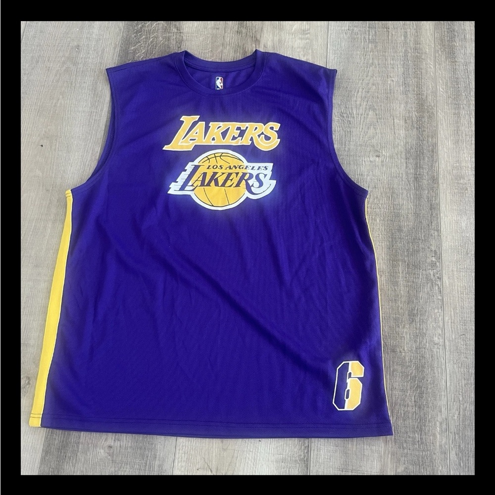 NBA LeBron James LA Lakers Basketball Shirt Sleeveless Tank XXL Purple #6 NWOT